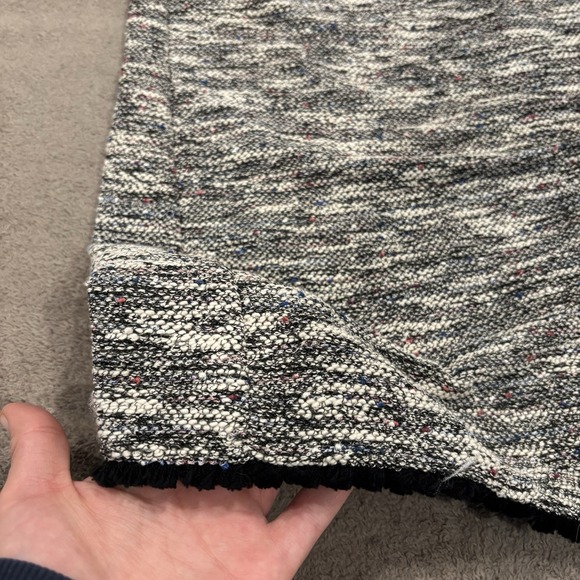 Loft Black White Multi Color Fringe Tweed Sleeveless Shirt Dress Women's Medium - Picture 2 of 8